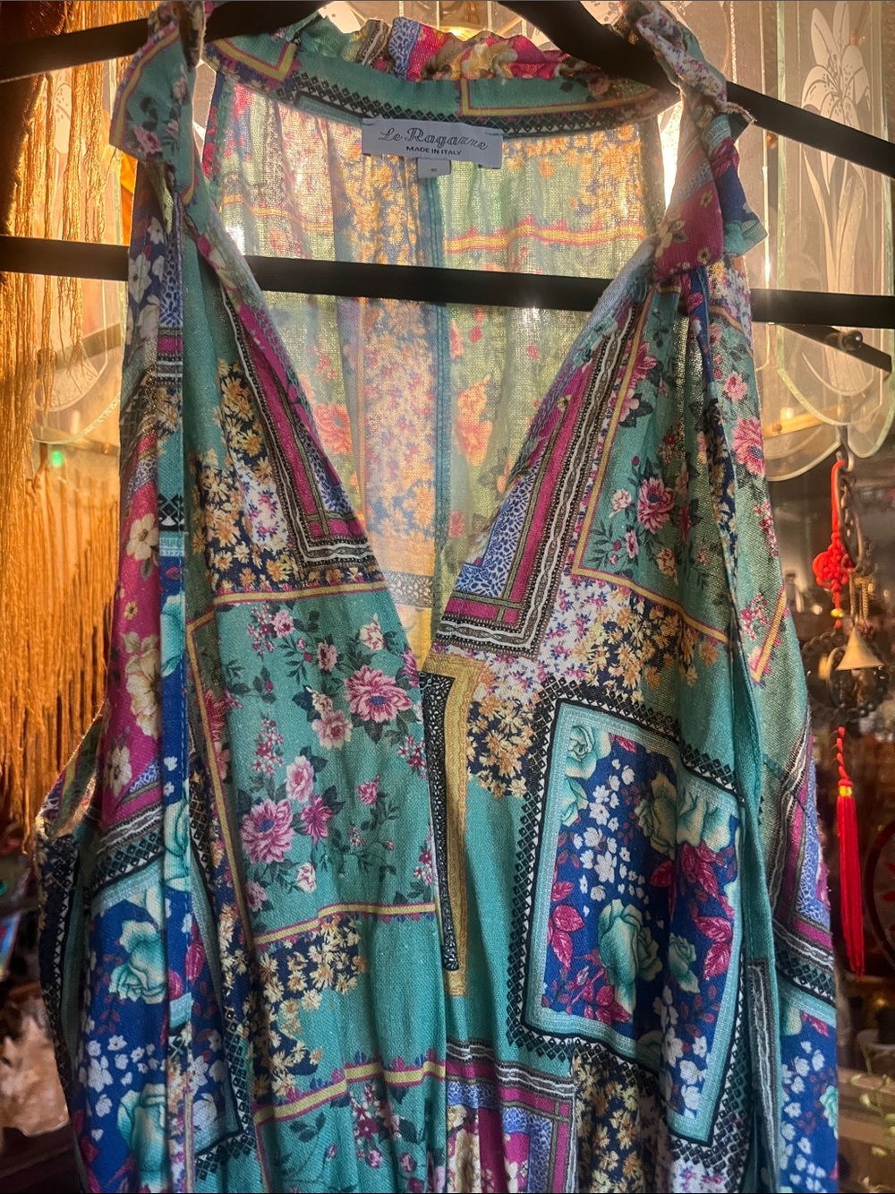 Teal Floral Patchwork Dress